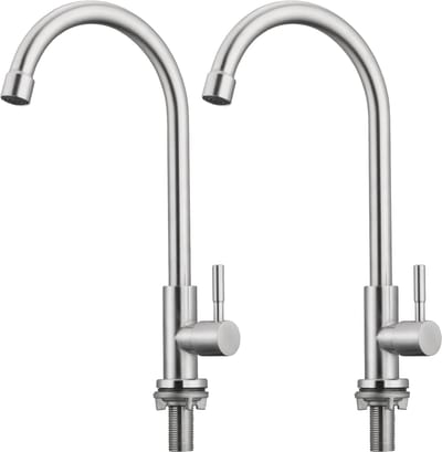 Oraymin 2x Keukenkraan Koud Water - Ééngreeps - 360° Draaibaar - Geborsteld RVS