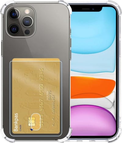 Hoesje - Geschikt voor Apple iPhone 11 Pro - Met Pashouder en Kaarthouder - Telefoon Hoes Shockproof - Siliconen Case - Shock Proof - Back Cover - Pasjes Houder - Telefoonhoes - Transparant