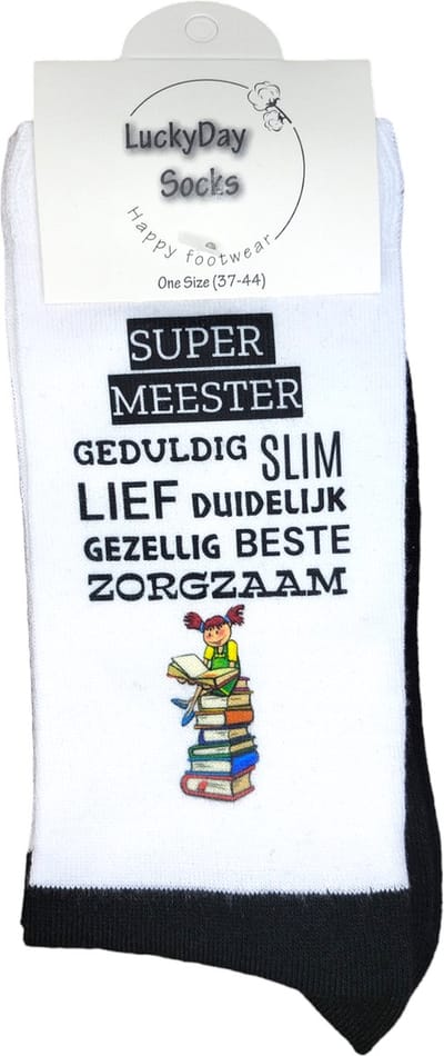 Bedankt Meester cadeautje - Afscheid Meester cadeau - Leraar cadeautjes - Afscheidscadeau - Einde schooljaar - School cadeau voor Meester - grappige cadeau voor meester - Leuke sokken voor meester - Maat 37-44