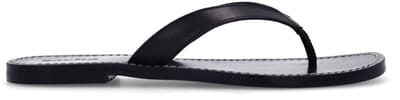 Sacha - Dames - Zwarte leren teenslippers - Maat 36