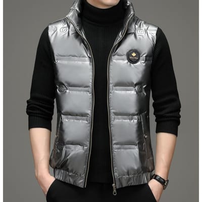 Mode Mouwloos Glanzend Donzen Jas Vest Mouwloos Vest Vest Mannelijk Koreaanse Versie Jas Tide L gray