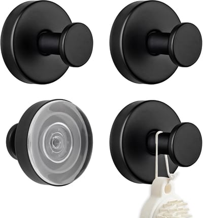 NTHProducts - Suction Cup Hooks - Sterke Zuignappen - Geen Boren Nodig - Zwart - Handige Haakjes - Ideaal voor Badkamer en Keuken - 4 Stuks