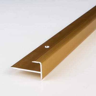 Afwerkprofiel Aluminium Goud Trapneus voor Parquet en Vloeren - 10mm Breed