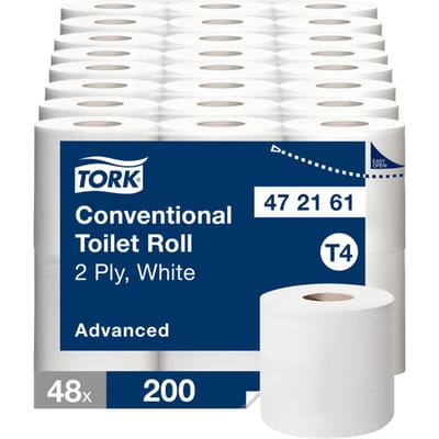 Tork 48st Traditioneel toiletpapier wit 2 lgs, pak à 48 rol (472161)