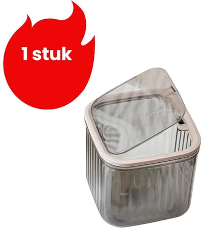 1 stuk - Mini-opbergemmer met drukknop - Prullenbak voor op het aanrecht - Kleine prullenbak voor op het nachtkastje - Doorschijnend grijs