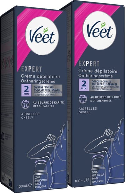 Veet - Expert - Ontharingscreme Oksels 100ml - 2 Stuks - Voordeelverpakking