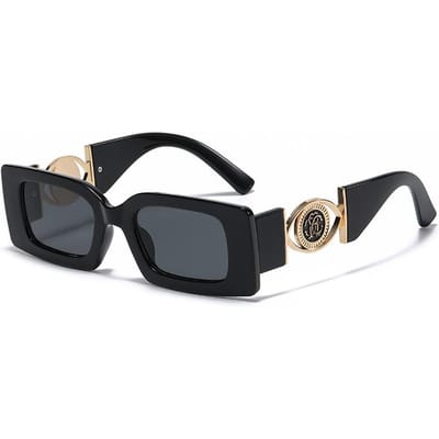 Petites Lunettes de Soleil Rectangulaires Hommes Femmes Vintage Rétro Carrées Lunettes de Soleil UV400 Luxe Gafas Lunettes de Voyage as the picture black