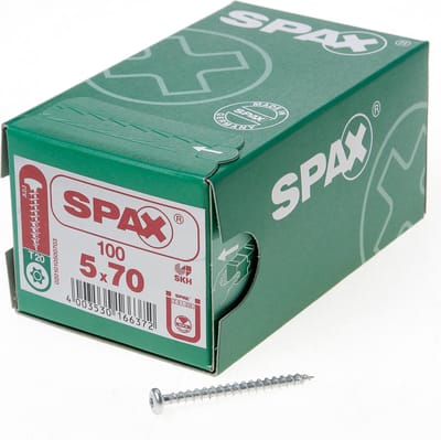 Spax Spaanplaatschroef cilinderkop verzinkt T-Star T20 5.0x70mm (per 100 stuks)