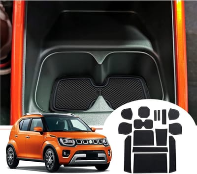 Non-slip rubbermatten voor Suzuki Ignis 2017-2025, console en bekerhouder accessoires, op maat gemaakt en duurzaam
