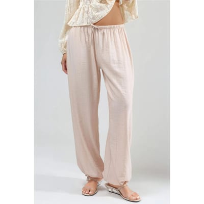 Elastische broek met strikdetail