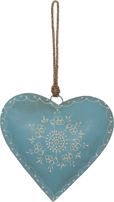 Clayre & Eef Kersthanger Hart 20x20 cm Blauw IJzer