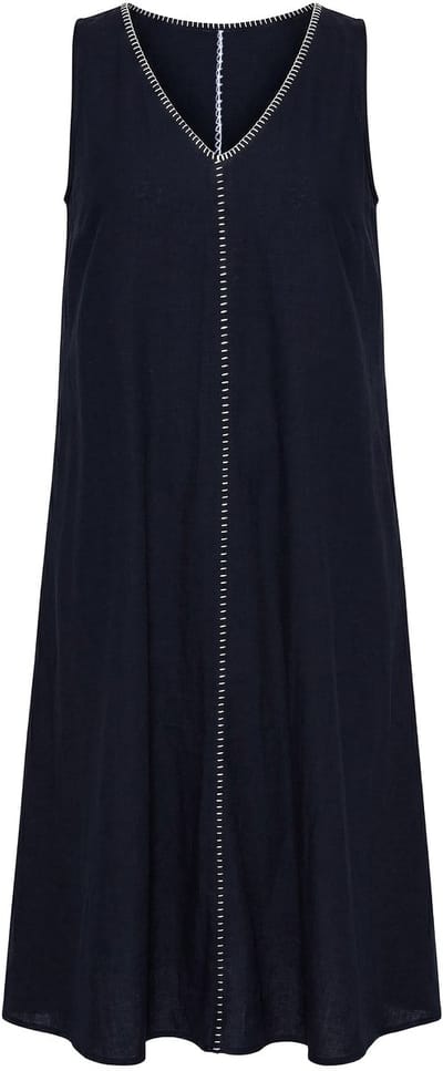 Studio Untold - Dames - Maxi-jurk A-lijn afwerkingen mouwloos - Zwart - Maat 46+