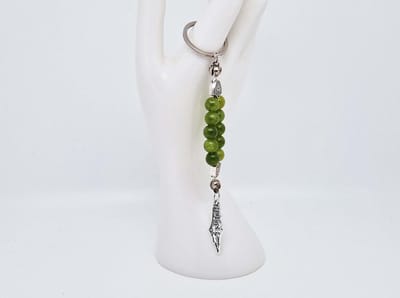 Handgemaakte Natuurstenen Sleutelhanger "Kraal Koreaanse jade"- Met metaal hanger - "Palestina" - 8 mm diameter van de korrel- Mooie accessoire en decoratie voor de auto-Vaderdag Cadeau -Moderdag Cadeau - Cadeau vrienden