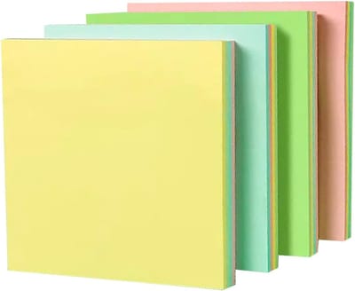 Zelfklevende notitieblaadjes in heldere kleuren, 7,6 x 7,6 cm, ideaal voor notities, studie en organisatie, totaal 400 vellen
