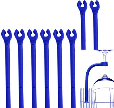 Dailygoods - 8 stks Siliconen Wijnglas Rack Siliconen Vaatwasser Attachment Vaatwasser Wijnglas Protector Tether (blauw)