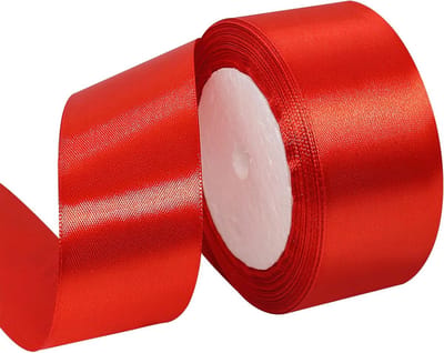 2 Rollen Rode Satijnen Lint 40mm Breed, 22m Lang voor Cadeauverpakking, Bloemisten, Bruiloften en Feestdagen