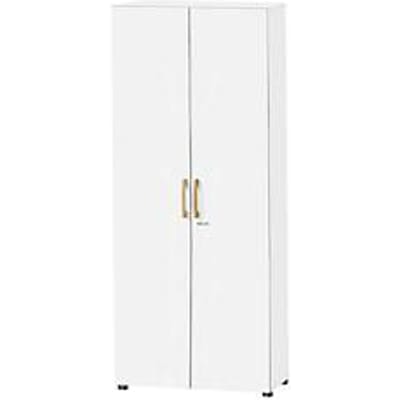 Kast Start Off Wood, van hout, 4 OH, afsluitbaar, onderstel met glijpootjes, B 800 x D 420 X H 2196 mm, wit