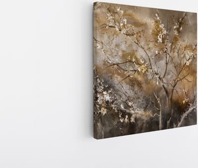 Saammp Canvas Schilderij - Vintage Boom - Bloemen - abstract - 20x20 - Foto op canvas - Wanddecoratie - Muurdecoratie Woonkamer - Kantoor Decoratie