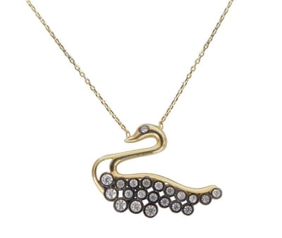 Gouden zirkonia zwaan hanger