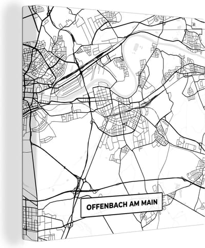 Canvas Schilderij Offenbach am Main - Stadskaart - Plattegrond - Kaart - 20x20 cm - Wanddecoratie