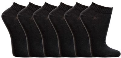 Katoenen sneakersokken | LYCRA ® | Merk: Socks4Fun | Maat: 35 t/m 50 | Kleur: Zwart | 6 paar