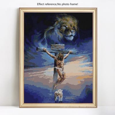 5D DIY Diamant Mozaïek Religieuze Man En Dier Diamant Schilderij Volledige Ronde Strass Borduurwerk 20X30CM