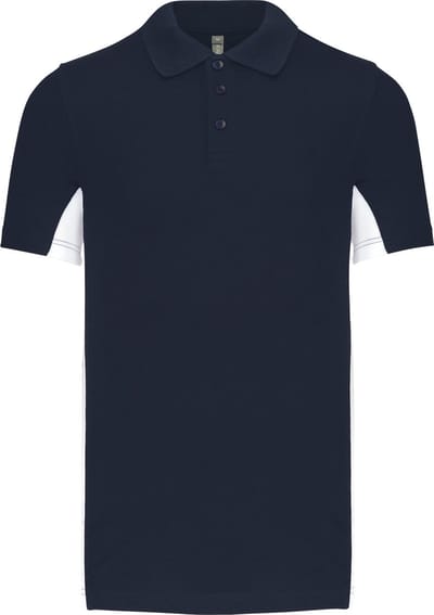 Heren 'Two-Tone' Polo Kariban Collectie maat S Donkerblauw/Wit