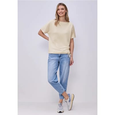 Shirt met overhangende schouders en geribd detail