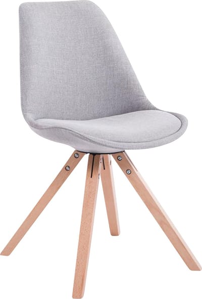 CLP Toulouse Set van 4 Stoelen - Zonder armleuning - Vierkant frame - Stof - grijs natura