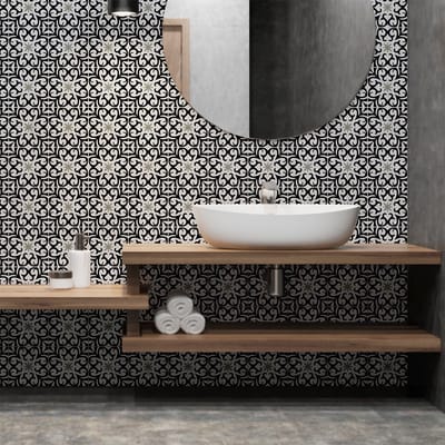Zelfklevende tegelmuurstickers voor keuken en badkamer - 60 cementtegelstickers (Azulejos Antero) - 60 stickers, 20x20cm