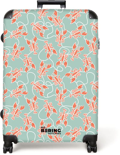NoBoringSuitcases.com® - Koffer groot - Reiskoffer lichtgewicht - Kreeft print groen - Rolkoffer met 4 wielen - Grote trolley XL - 98 liter bagage
