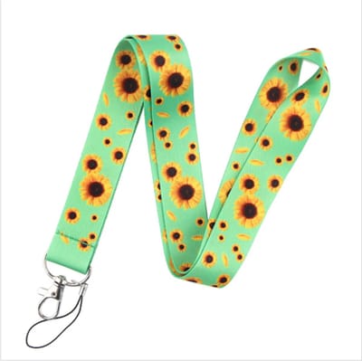 Travel Cords - Keycord Zonnebloemen Groen - stevig lanyard - sleutelhanger - sleutelkoord - met telefoonkoord - sleutels