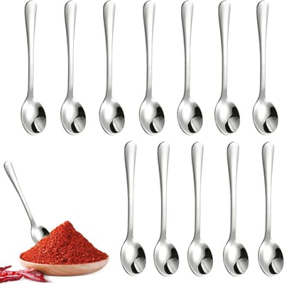 Set van 12 roestvrijstalen koffielepels van 7,5 cm - Mini lepels voor koffie, thee, dessert en specerijen, vaatwasmachinebestendig