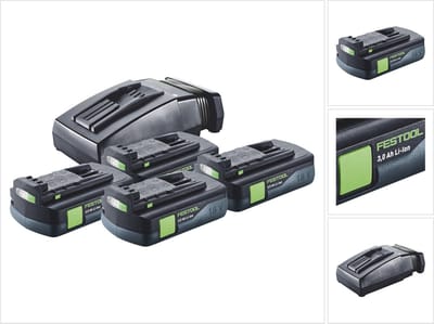 Festool energieset 4x BP 18 Li 3,0 C accu 18 V 3,0 Ah / 3000 mAh Li-Ion ( 4x 577658 ) + TCL 6 oplader ( 201135 )