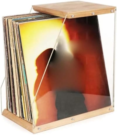 Platen Organizer - Vinyl Rek - Muziek Opslag - Massief Hout - 33x20x36 cm - Houtkleur