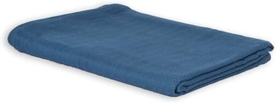 Biologische Katoenen Sprei Visgraat 150x220 cm - Zomerdeken en Sofa Dekentje in Verrekijker Blauw
