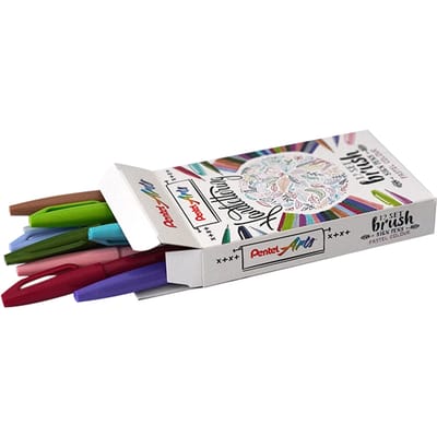 Brushpen Pentel Sign SES15C pastel assorti 12 stuks