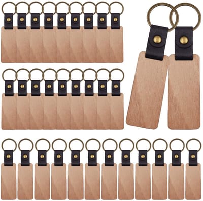 Houten sleutelringen, onbewerkte houten sleutelringen, blanco, doe-het-zelf houten sleutelhangers, beschrijfbaar, onbewerkte houten sleutelhangers, voor schilderen, geschenken, decoratie