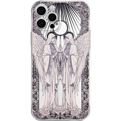 Retro Europese Cupido Engel Aurora Laser Telefoonhoesje Voor iPhone 16 15 14 13 12 11 7 8 X XS Pro Max INS Glitter Lens Beschermhoes For iPhone 11 ProMax