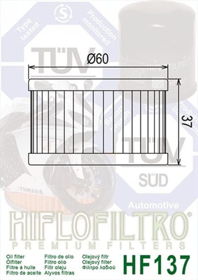 Filtre à huile Hiflofiltro pour Moto Suzuki 600 DR 1985 à 1989 Neuf