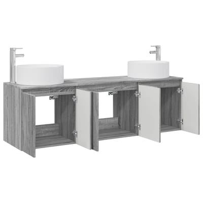 vidaXL - Badkamerkast - set - 3 - st - Grijs - Sonoma - 161,5 - x - 44,5 - x - 80 - cm