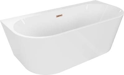 Mexen Oval+ vrijstaande halfmuurbadkuip 170 x 80 , wit, overloop roosgoud - 52681708000-60