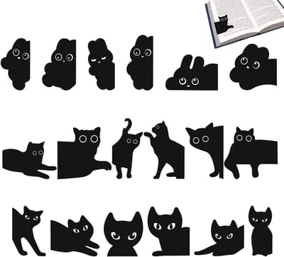 Zwarte Kat Magnetische Boekenleggers - Set van 18 Stuks - Schattig Ontwerp - Ideaal voor Studenten en Leraren - Thuisgebruik - School en Kantoor - Magnetische Bladwijzers - Lezen en Organiseren