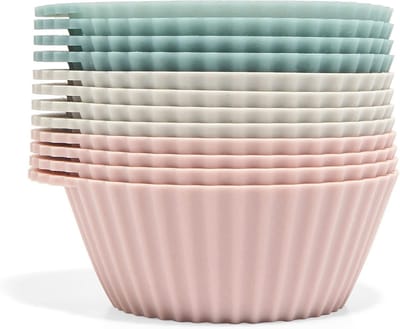 12 Stuks Herbruikbare Siliconen Muffinbakvormpjes - BPA-vrij voor Cupcakes en Muffins - Roze, Grijs, Blauw