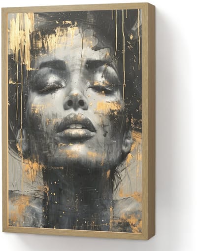 Wandlamp 40x60 cm - Oplaadbaar - Vrouw - Kunst - Goud - Abstract - Glamour - Wandlampen binnen woonkamer - Slaapkamer lamp - Decoratieve nachtlamp - Vloerlamp draadloos