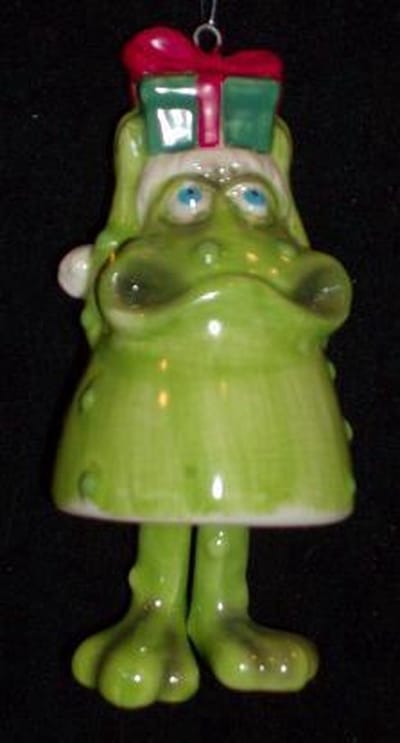 toadily ornament - kerst kikker - porselein