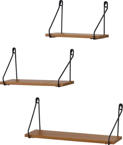 Wandrek Randers set van 3 zwart en houtkleurig