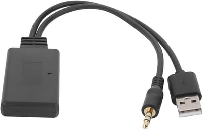 Auto Bluetooth-adapter – Draadloze 3,5 mm Audio-speler met AUX- en USB-verbinding – Bluetooth 5.0-zender – Compatibel met Autoradio en Smartphone