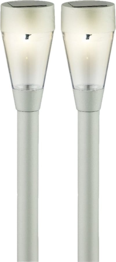 Set van 4x stuks solar tuinlamp/prikspot zilver op zonne-energie 32 cm - Prikspots tuinverlichting