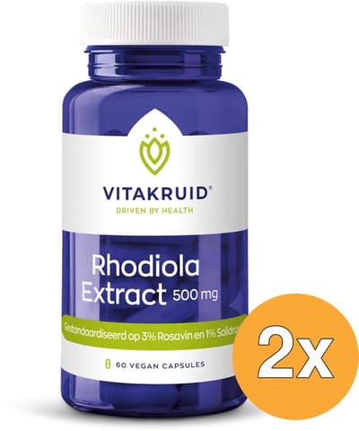 2x Vitakruid Rhodiola Extract 500 mg 3% Rosavin 1% Salidroside (60 vega capsules)